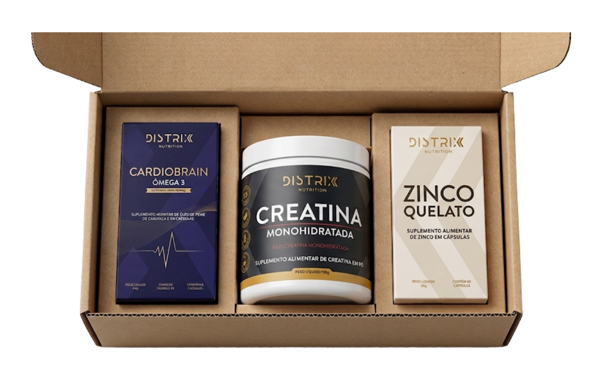 Caixa Kraft aberta do CardioBrain Performance Kit
